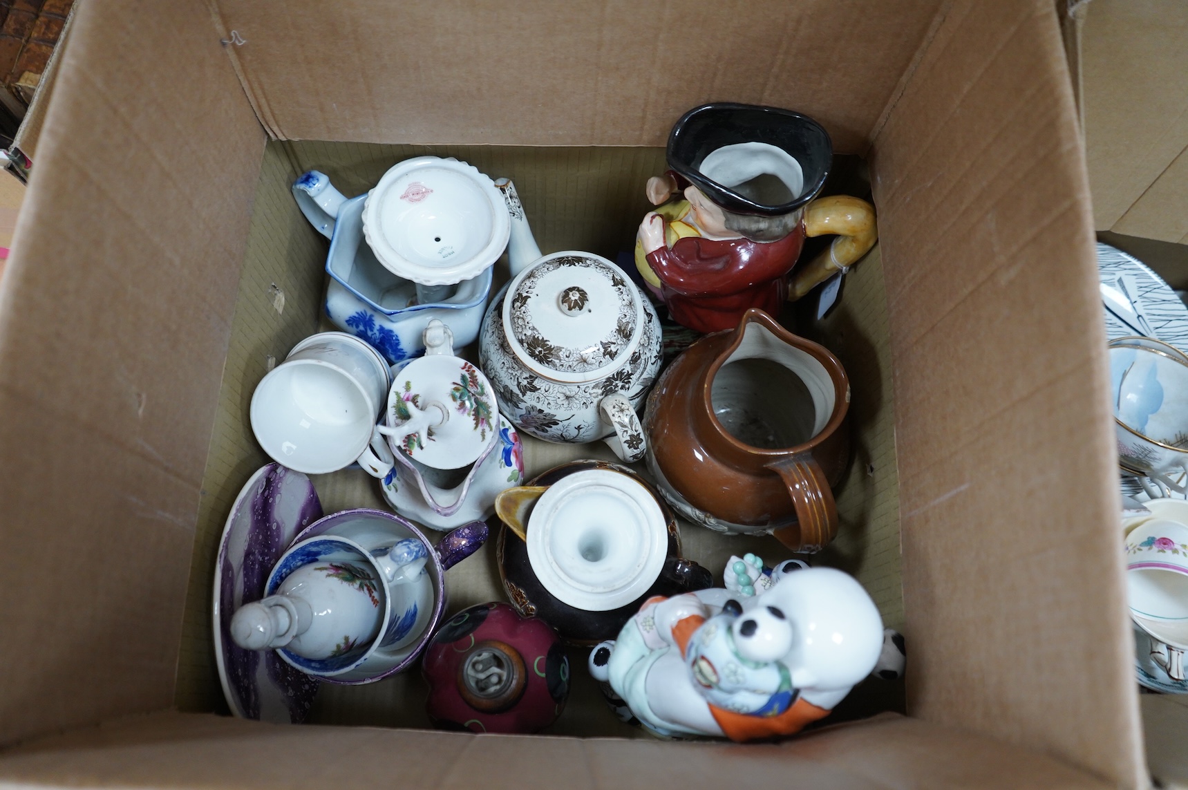 A large collection of various ceramics to include a Ridgways Homemaker plate, Japanese tea set and stoneware jugs